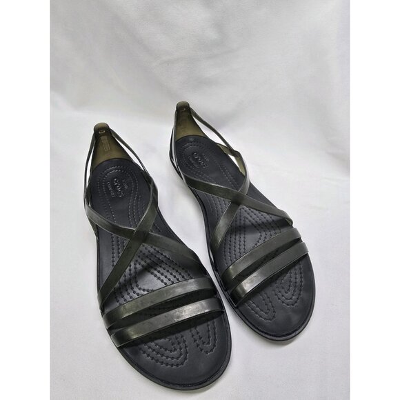 Crocs Isabella Strappy Jelly Sandals Womens 8 Black Slip On - Picture 1 of 7